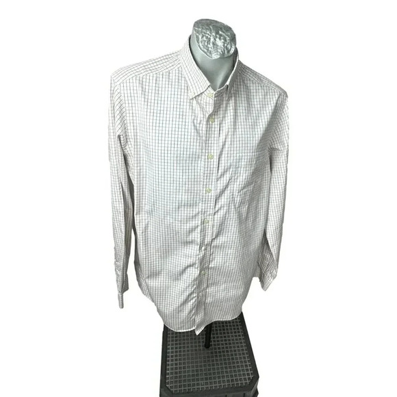 Eddie Bauer Mens Shirt Size LT LS White Brown Check Tall - Picture 1 of 6